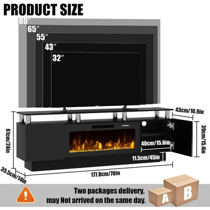 70" Modern Fireplace TV Stand with 36" Electric Fireplace
