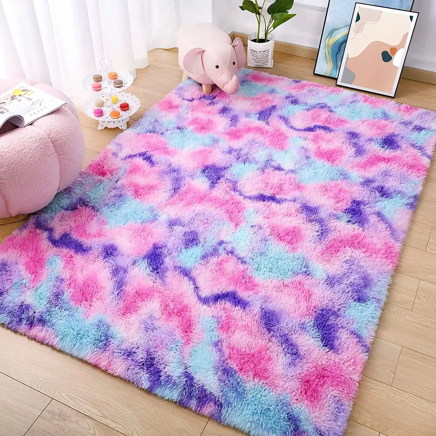 Soft Plush Tie Dye Velvet Rugs