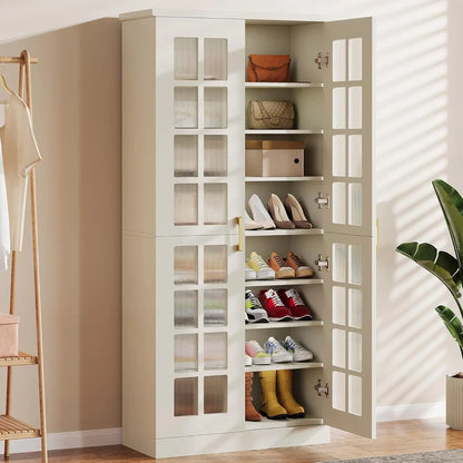 71" Modern White & Gold Cabinet