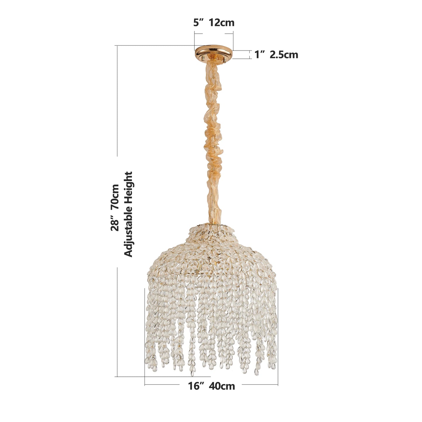 16 Inch 5-Light Crystal Pendant Light Chandelier