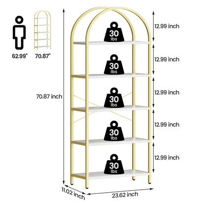 5 Tier Bookcase Arched Display Rack