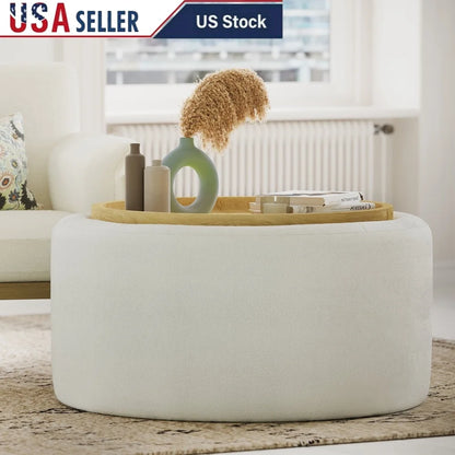 Stylish Round Coffee Table with Hidden Storage