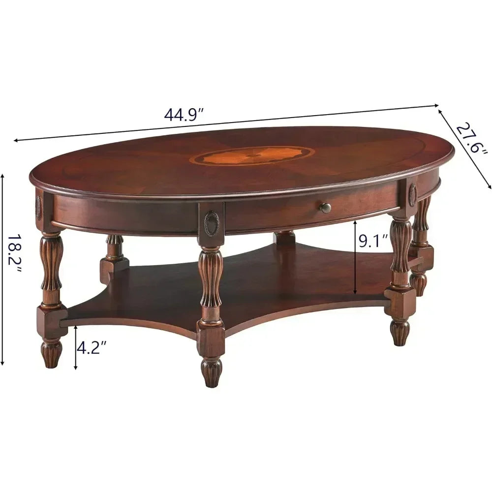 Solid Wood Coffee Table with Drawer