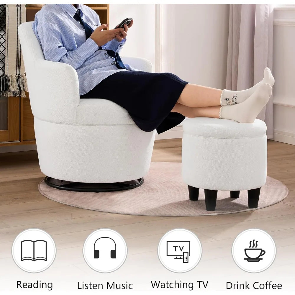 360° Swivel Accent Chairs with Ottoman