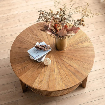 2 Tier Circle Coffee Table with Storage