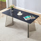 Black Marble-Patterned Slab Dining Table