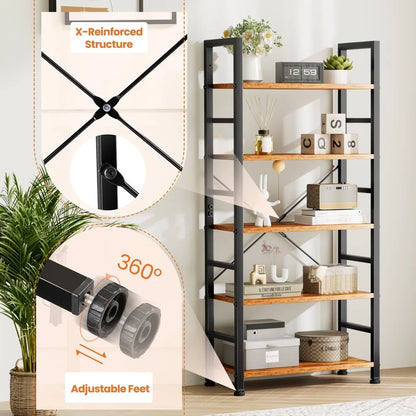 5 Tier Bookshelf Modern Storage Organizer