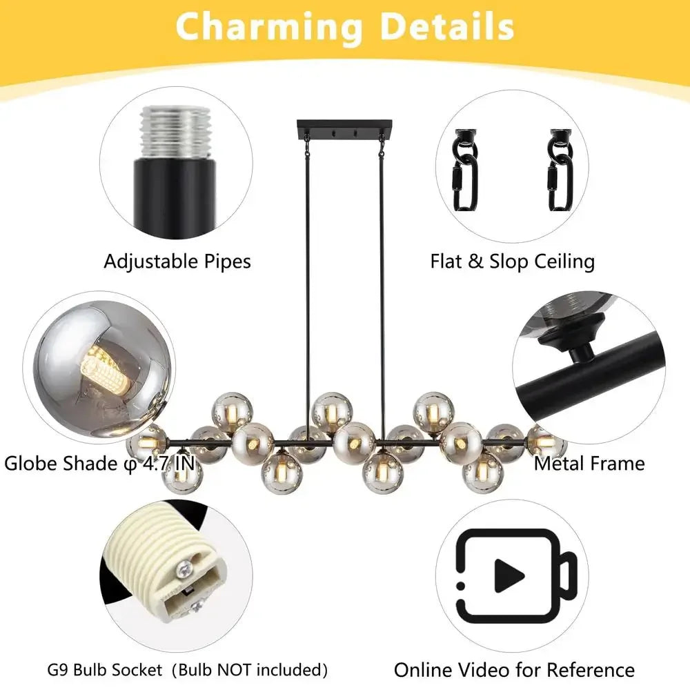 16-Light Modern Chandelier Mid Century