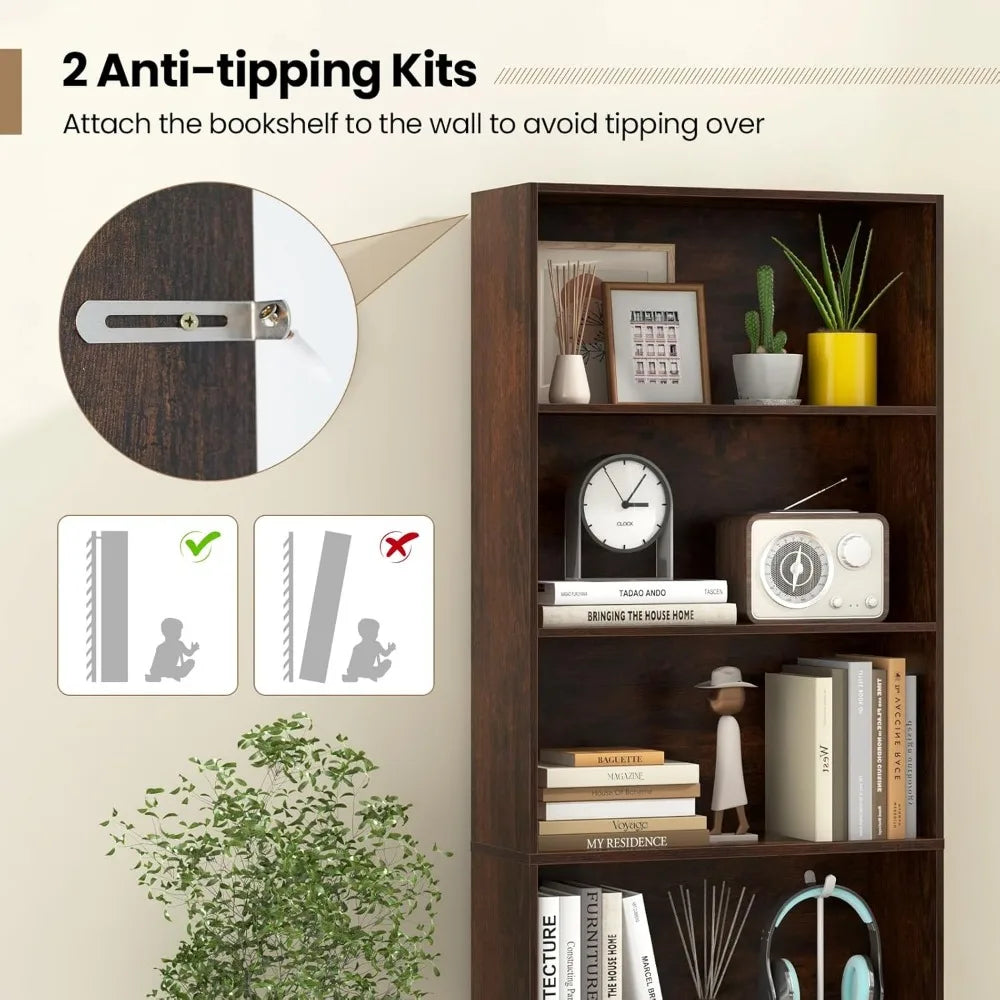 6-Tier Bookcase, 70" Tall