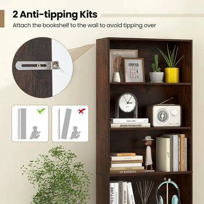 6-Tier Bookcase, 70" Tall