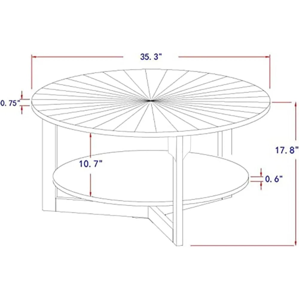 2 Tier Circle Coffee Table with Storage