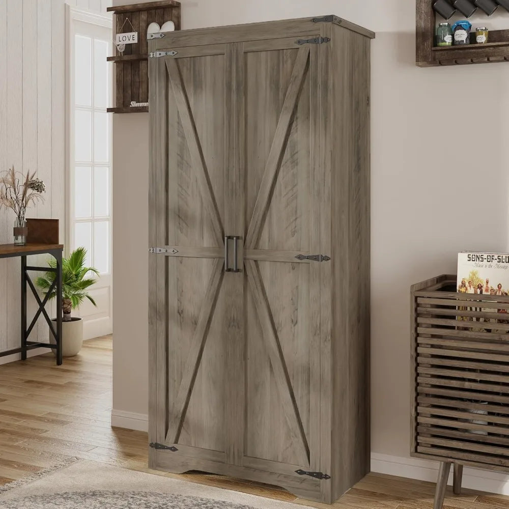 72" High Farmhouse Gray Storage Cabinet
