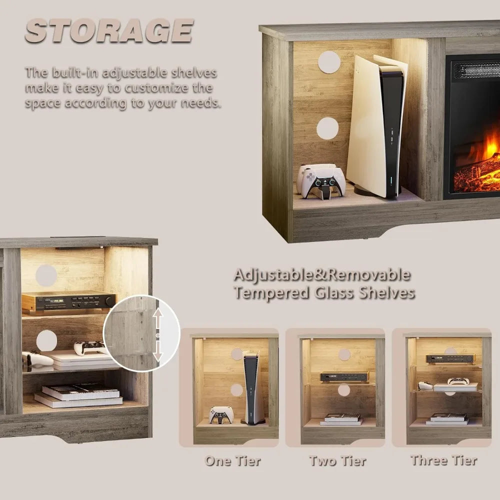 58 Inches Fireplace TV Stand for TVs up to 65 Inches