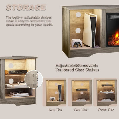 58 Inches Fireplace TV Stand for TVs up to 65 Inches