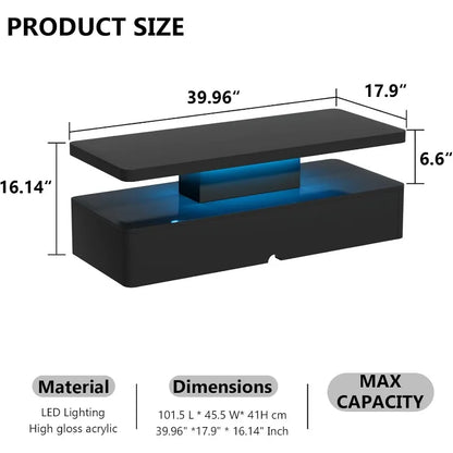 Coffee Table with 16 Colors LED Lights