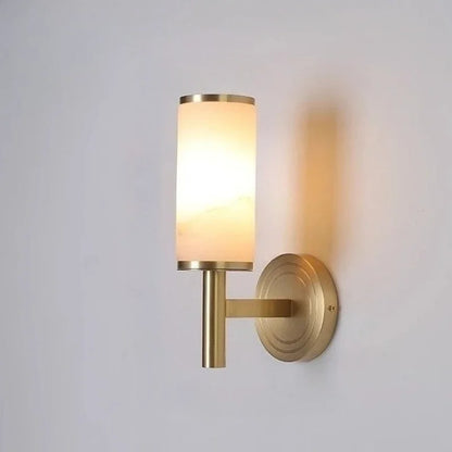Post-modern Nordic Simple Marble Wall Lamp Living Room Background Wall Bedroom Bedside Column Study All Copper Decorative Lamps