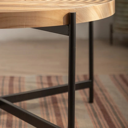 33"Modern Thread Design Round Coffee Table