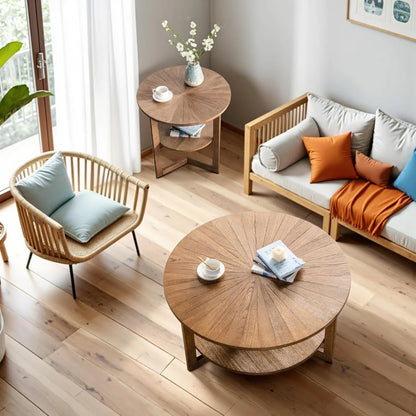 2 Tier Circle Coffee Table with Storage