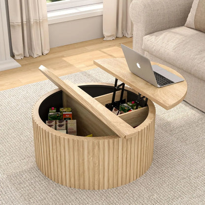 Round Fluted Lift Top Coffee Table