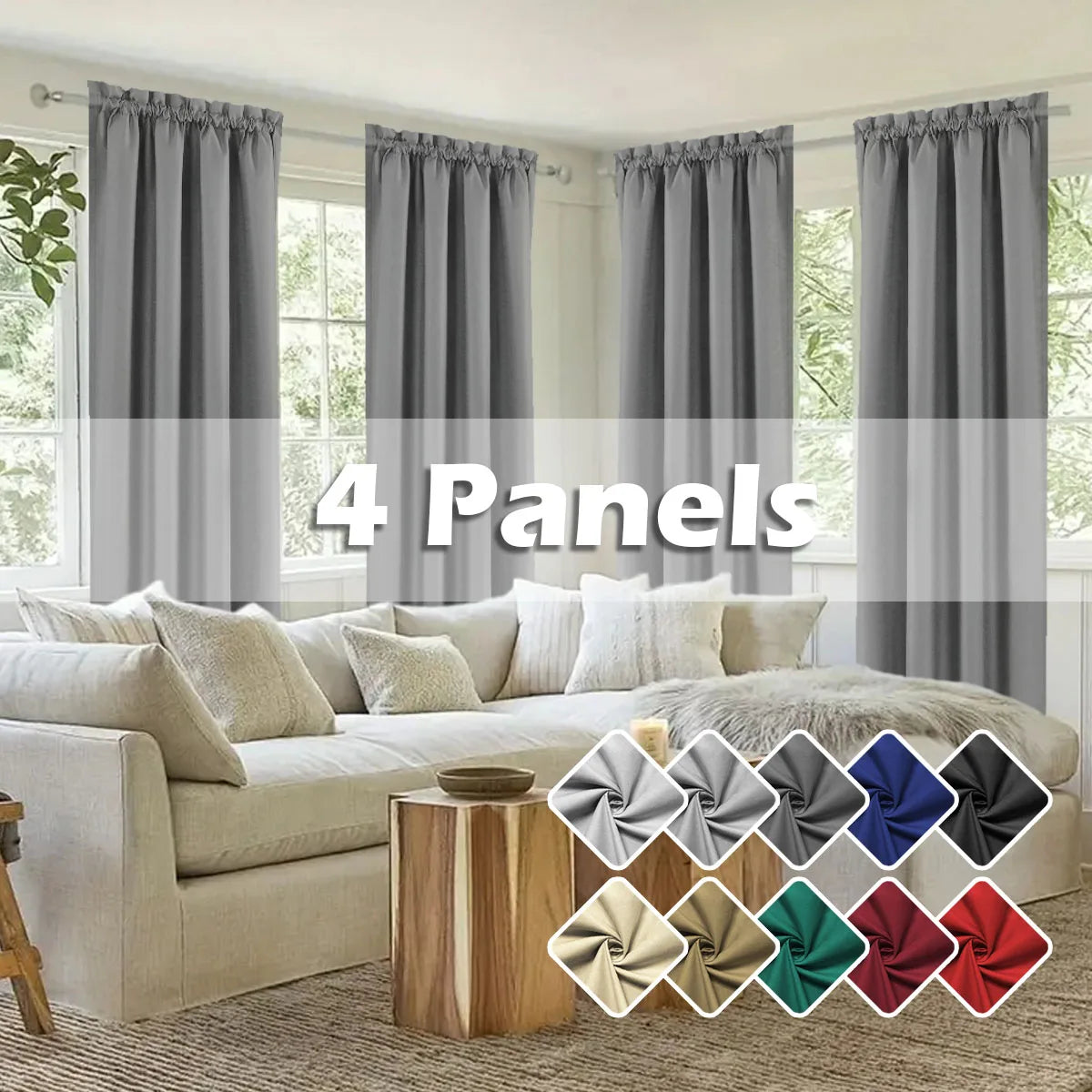 4pcs light filtering Curtains