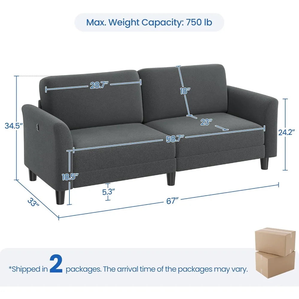 Fabric 2 Seater Loveseat Sofa