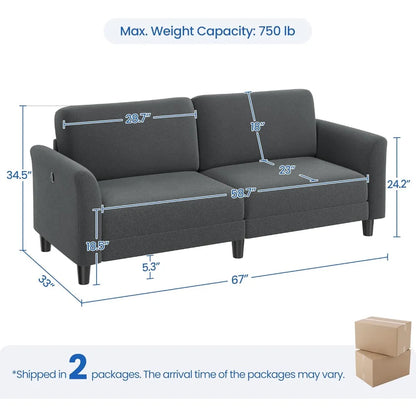 Fabric 2 Seater Loveseat Sofa