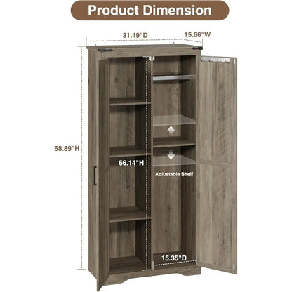 72" High Farmhouse Gray Storage Cabinet