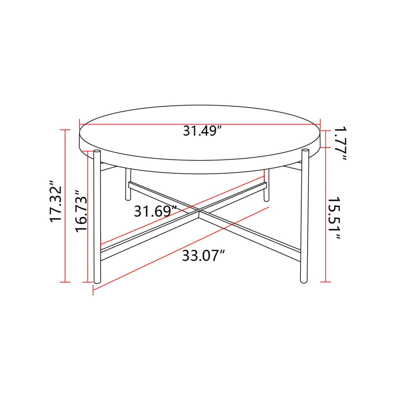 33"Modern Thread Design Round Coffee Table