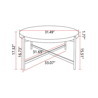 33"Modern Thread Design Round Coffee Table