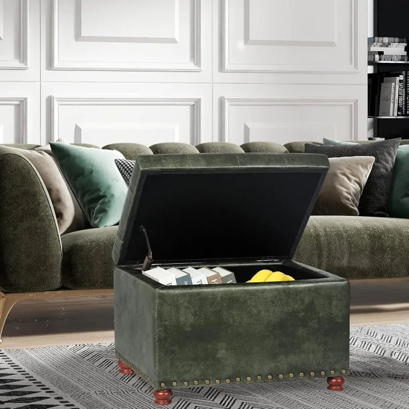 24'' Leather Ottoman with Storage