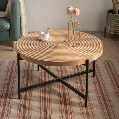 33"Modern Thread Design Round Coffee Table