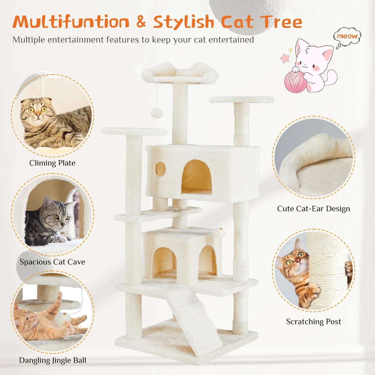 Tall Multi-Level Cat Tree Tower