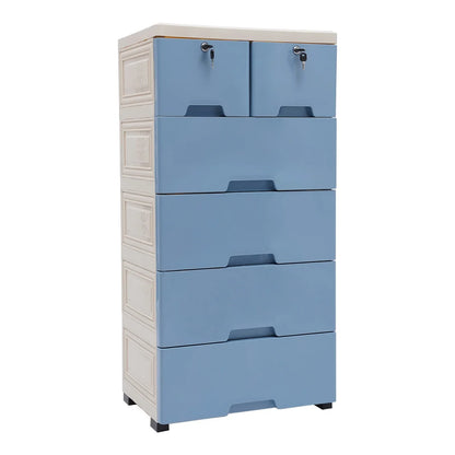Multi-Drawer Plastic Dresser with Wheels
