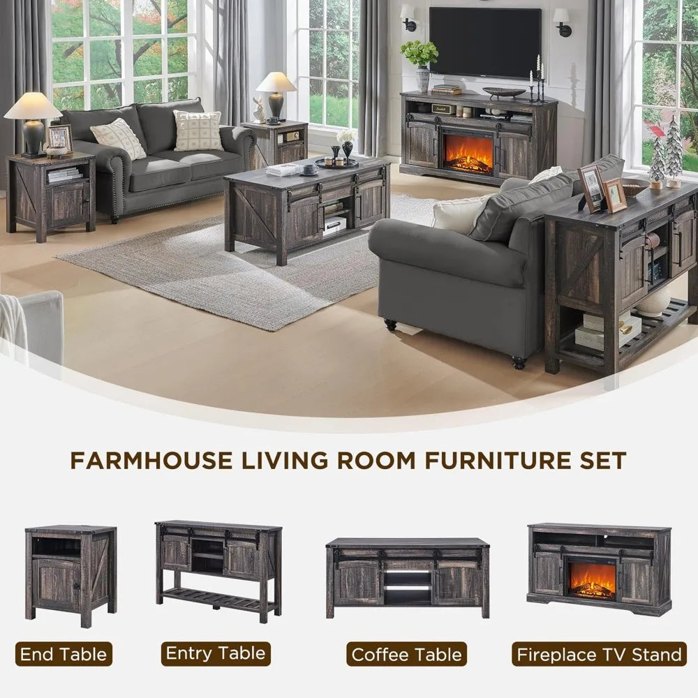 Farmhouse Lift Top Coffee Table with Sliding Door