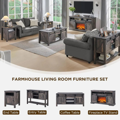 Farmhouse Lift Top Coffee Table with Sliding Door