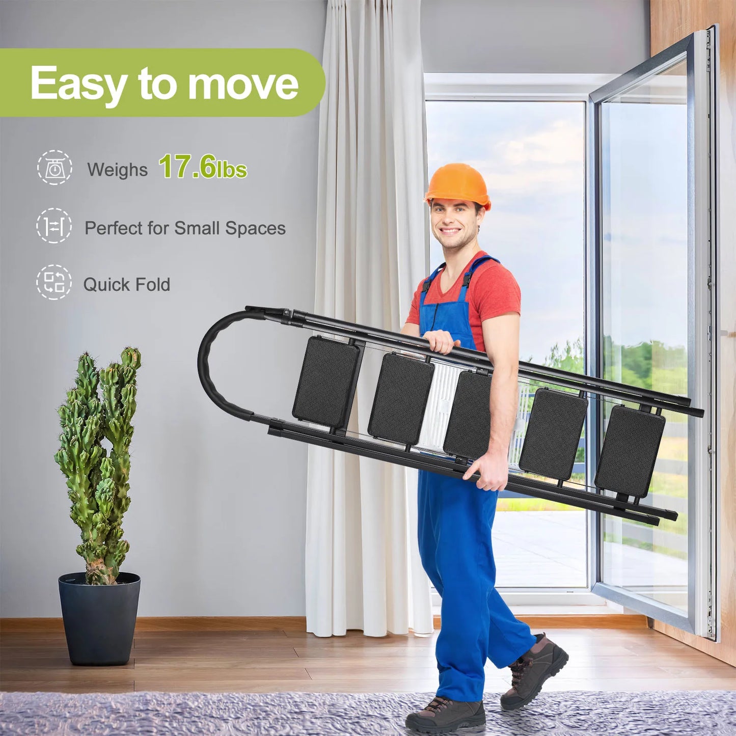 Heavy-Duty Folding Stool with Handrail