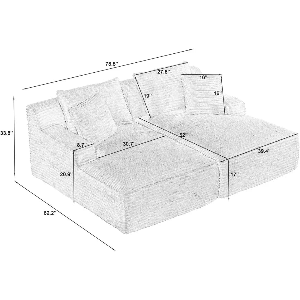 79 Inches Oversized Sectional Double