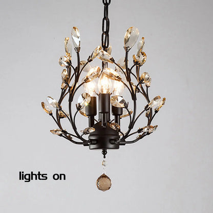 Vintage 3 Light Small Crystal Chandelier