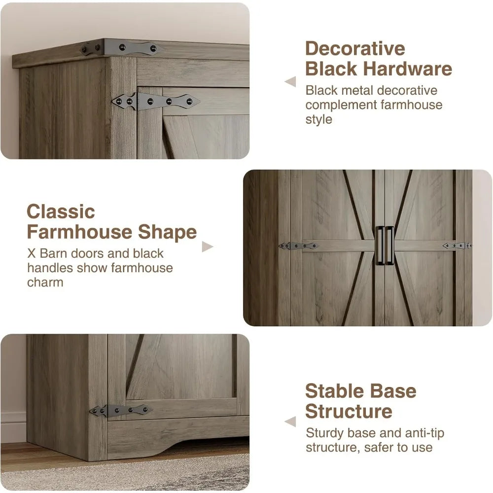 72" High Farmhouse Gray Storage Cabinet