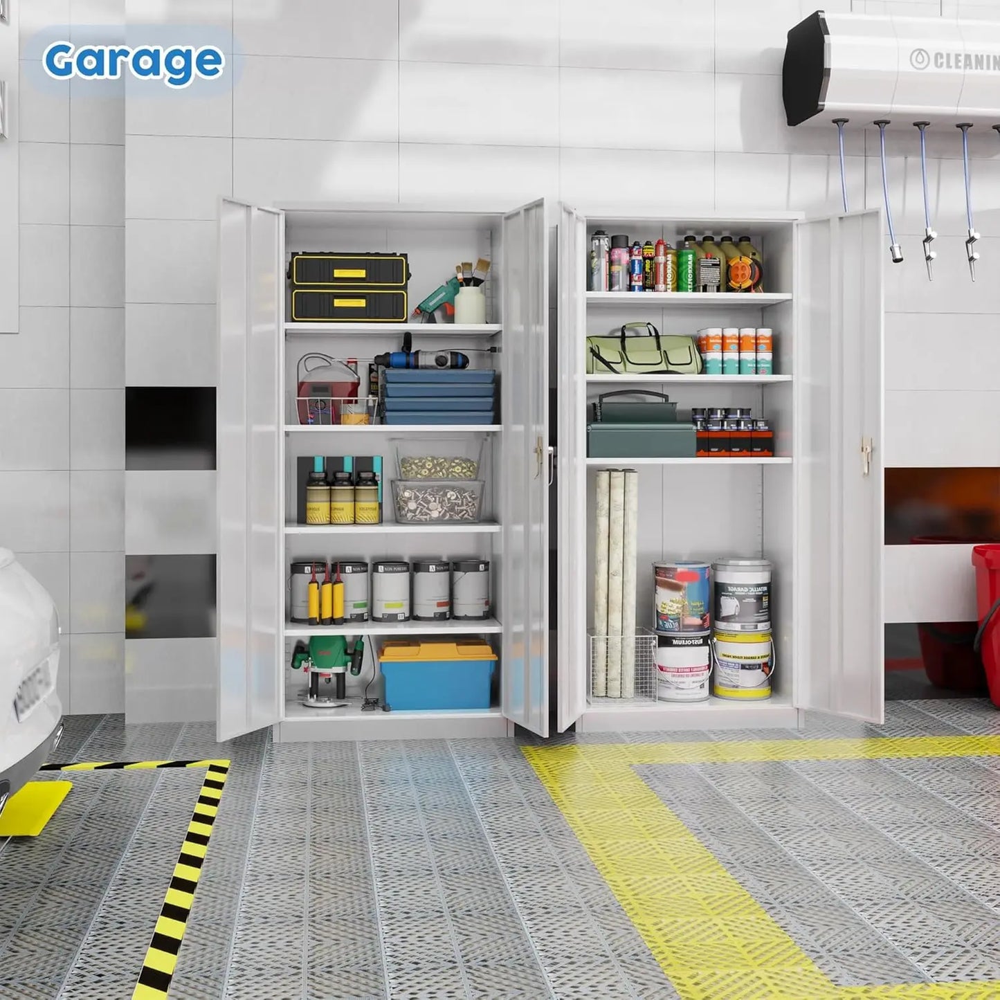 Metal Garage Storage Cabinet, 71” H