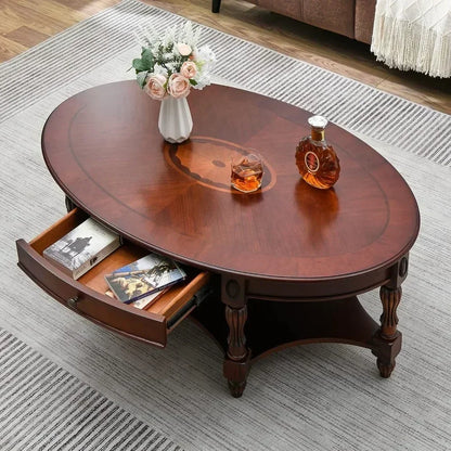 Solid Wood Coffee Table with Drawer