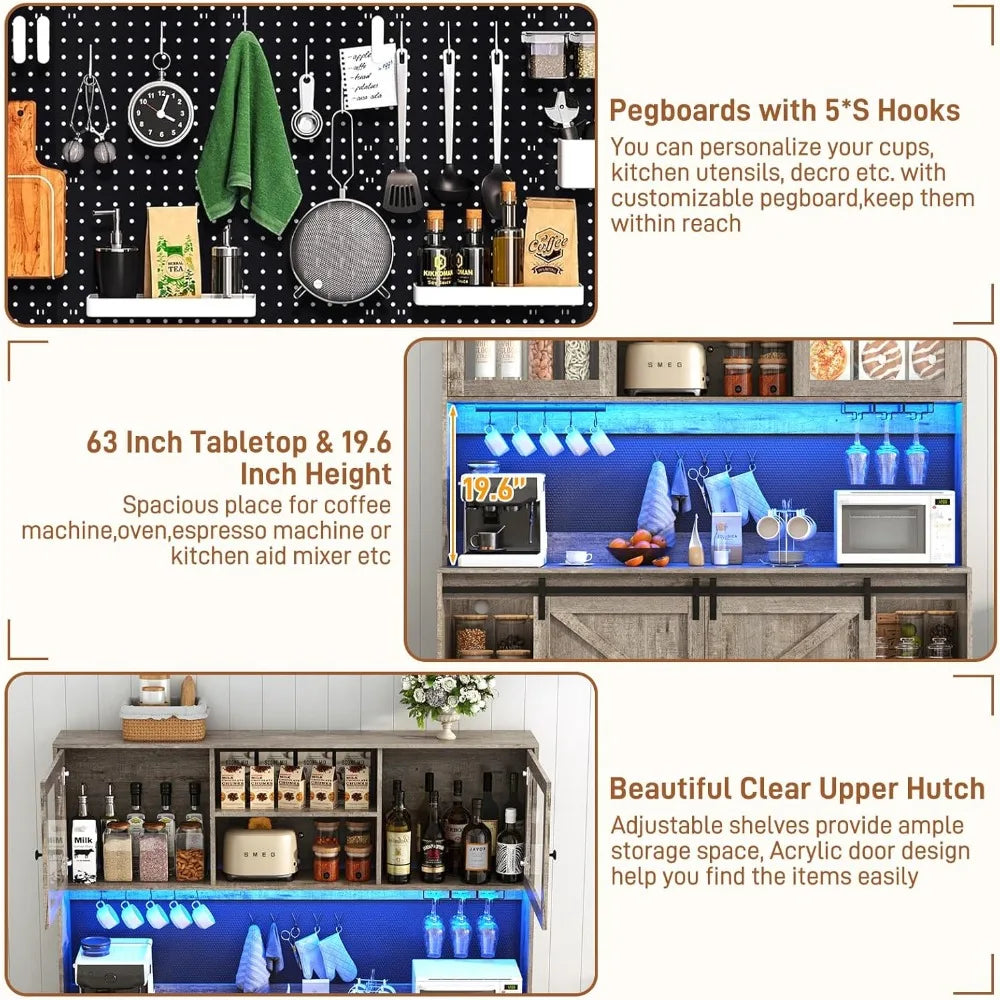 74" Tall 63" Wide Larg Bar Cabinet