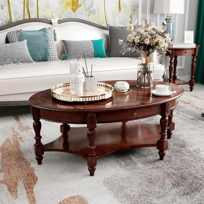 Solid Wood Coffee Table with Drawer