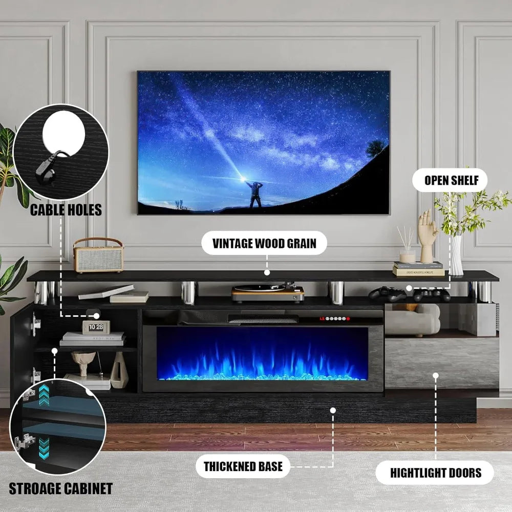 70" Modern Fireplace TV Stand with 36" Electric Fireplace