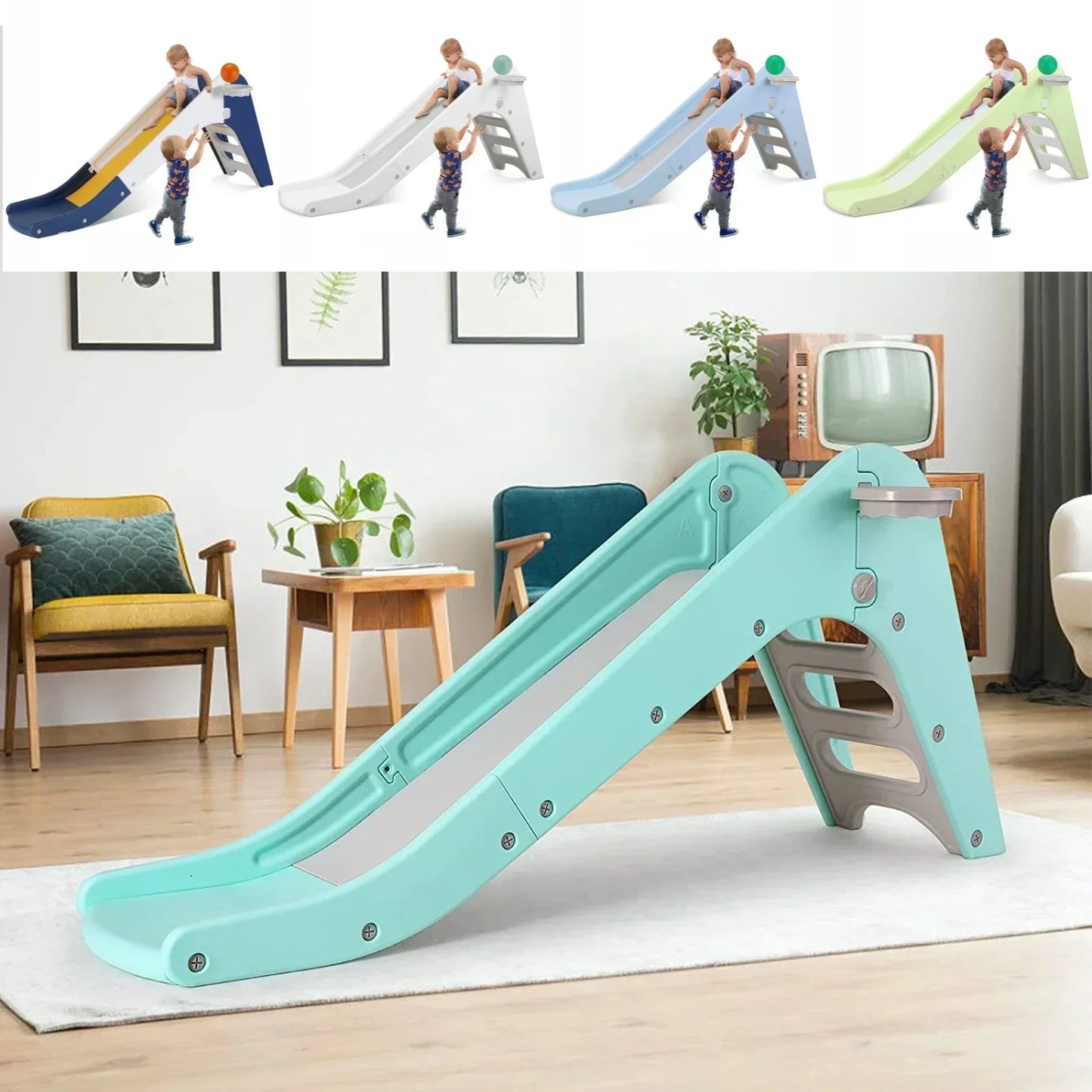 In/Outdoor Children's Slide and Basketball Hoop