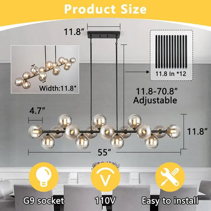 16-Light Modern Chandelier Mid Century