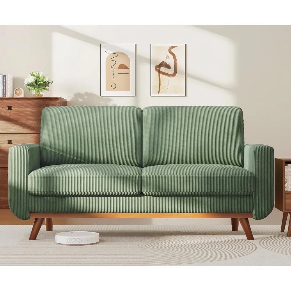 68" Loveseat Sofa - Green, Comfy Corduroy