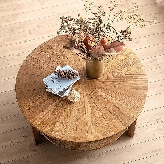 2 Tier Circle Coffee Table with Storage