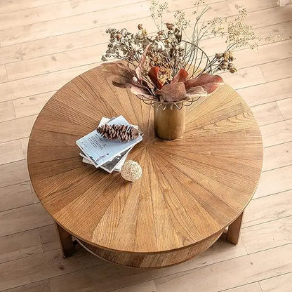 2 Tier Circle Coffee Table with Storage