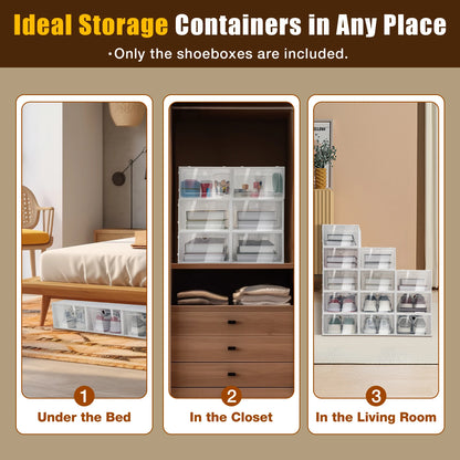 24-Pack Transparent Shoe Box Thickened Foldable Dustproof Shoes Organizer Stackable Shoe Cabinet for Small Spaces Storage
24-Pack Transparent Shoe Box Organizer